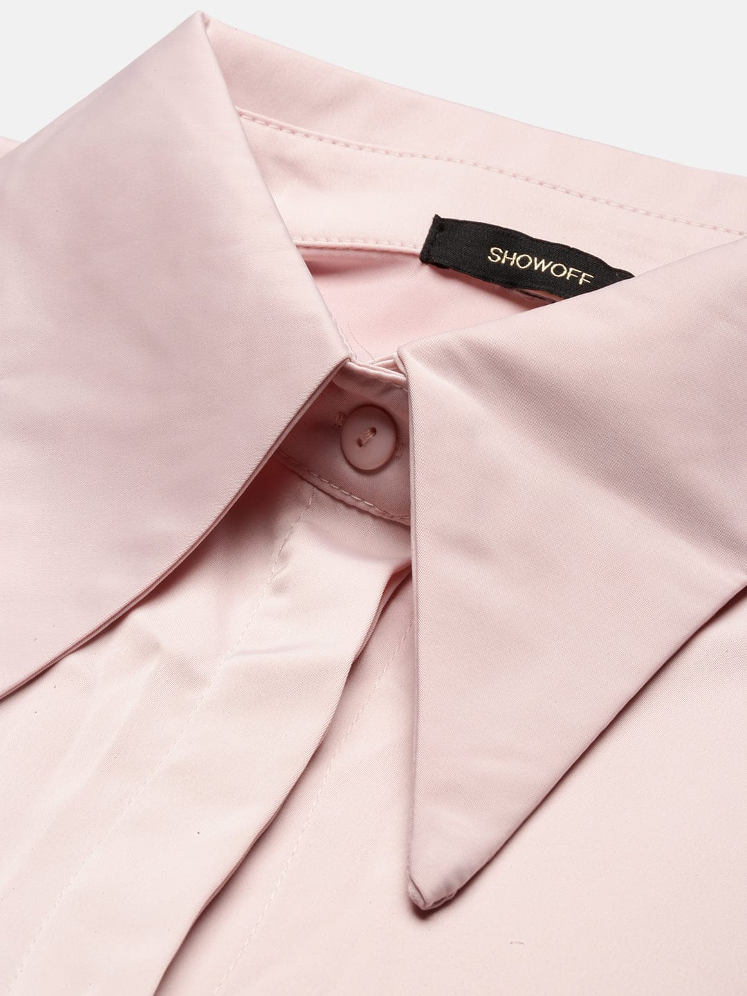 Women's Peach Solid Spread Collar Shirt