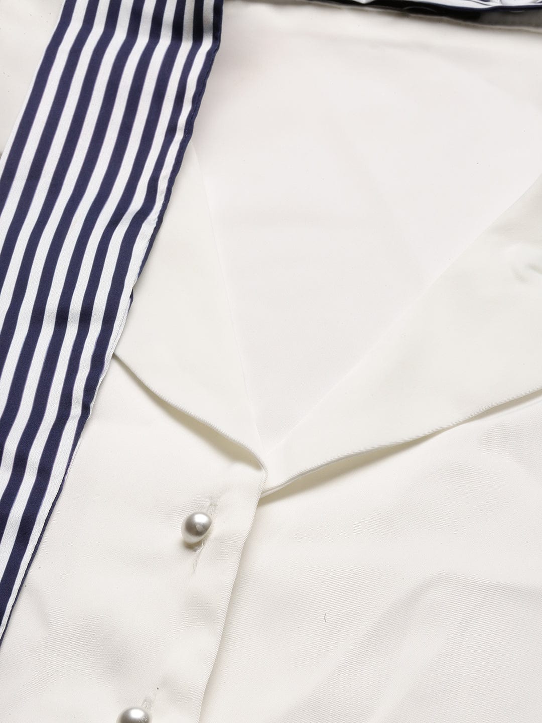 Women's White Standard Slim Fit Opaque Casual Shirt