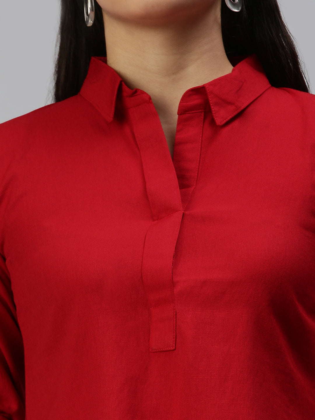 Women's Red Comfort Slim Fit Casual Shirt