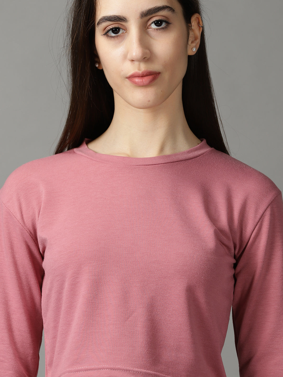 Women's Mauve Long Sleeves Crop Top