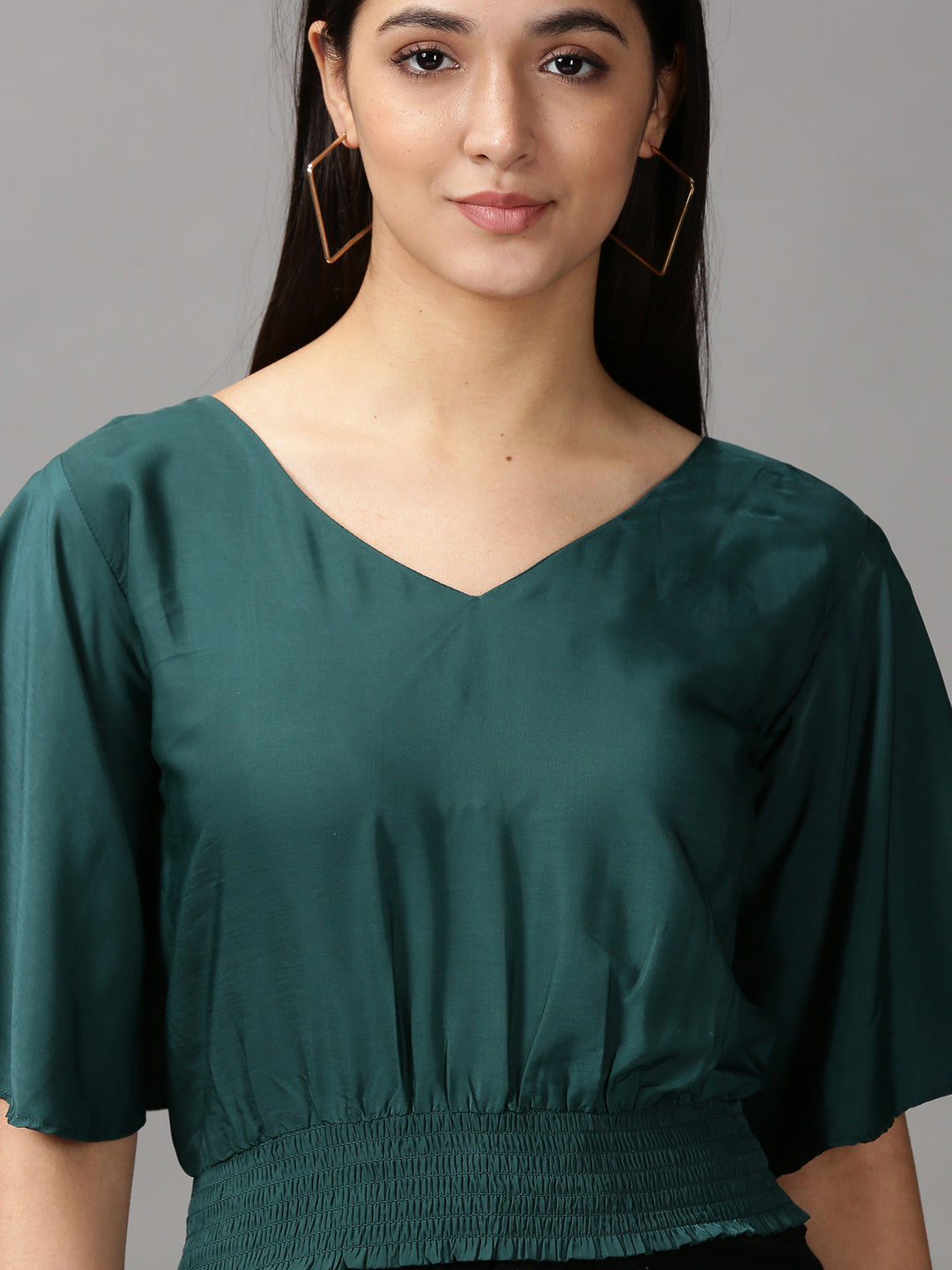 Women's Green Blouson Top