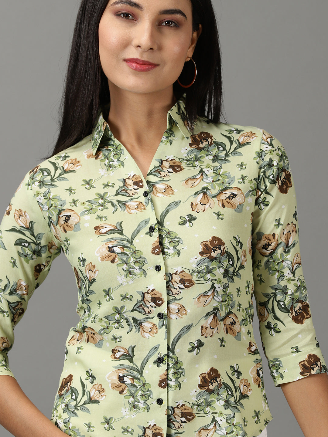 Women's Green Printed Shirt
