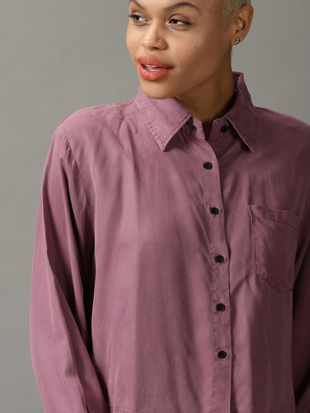 Women's Violet Spread Collar Casual Shirt