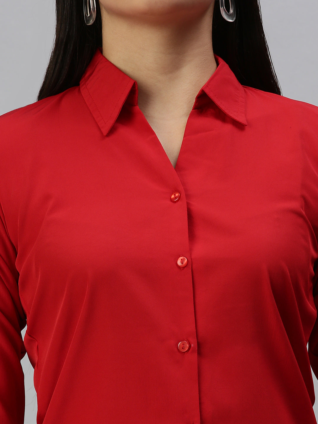 Women's Red Solid Shirt