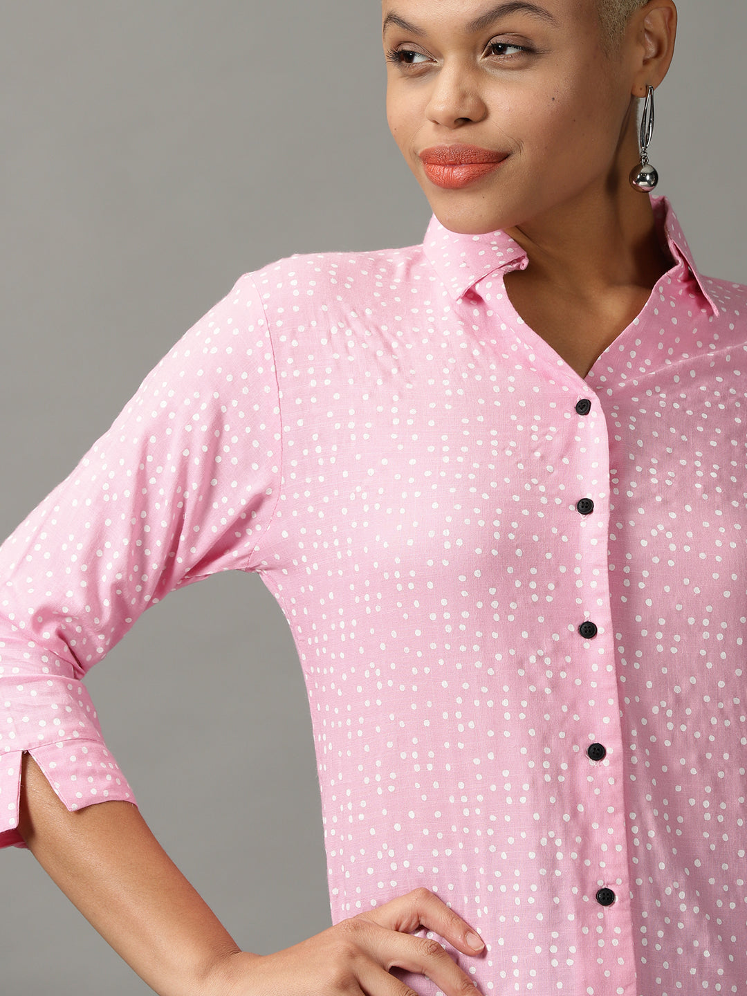 Women's Pink Printed Casual Shirt