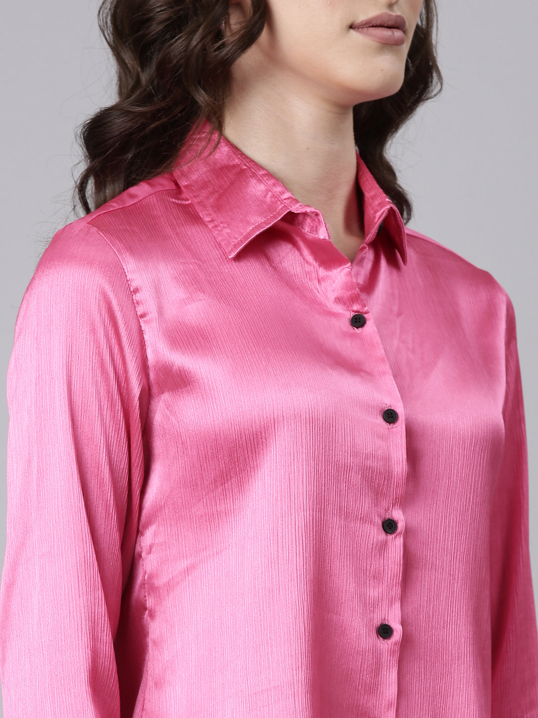 Women's Pink Slim Fit Casual Shirt