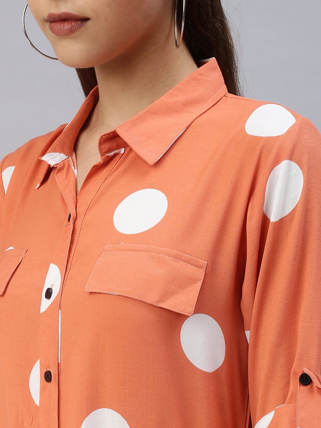 Women's Printed Fit and Flare Orange Dress