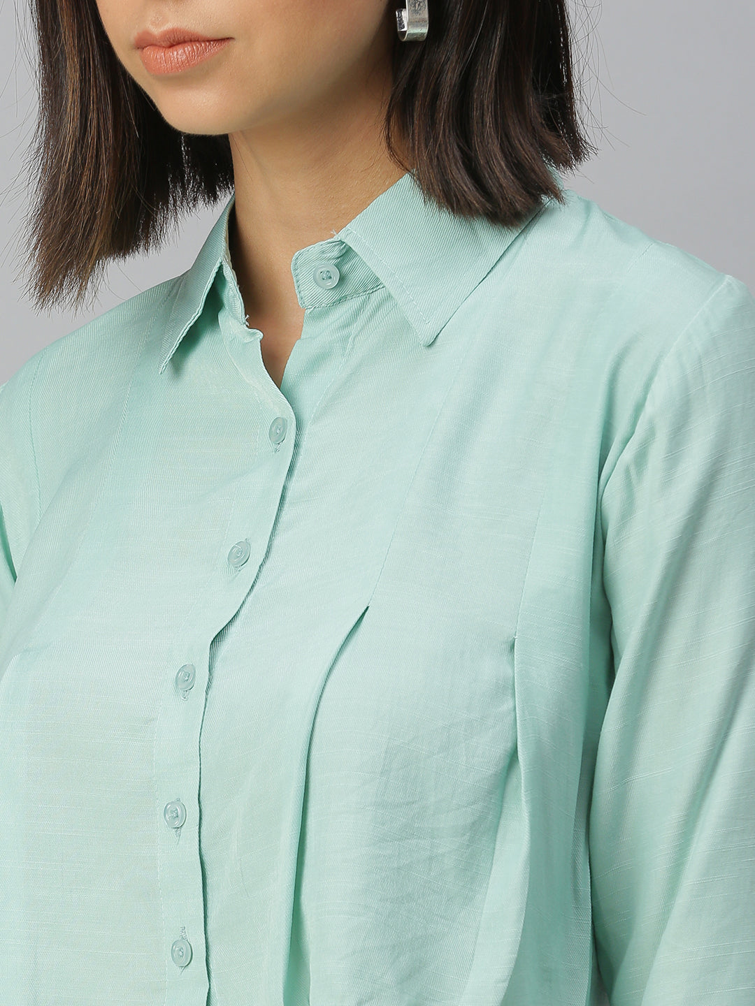 Women's Sea Green Comfort Boxy Casual Shirt