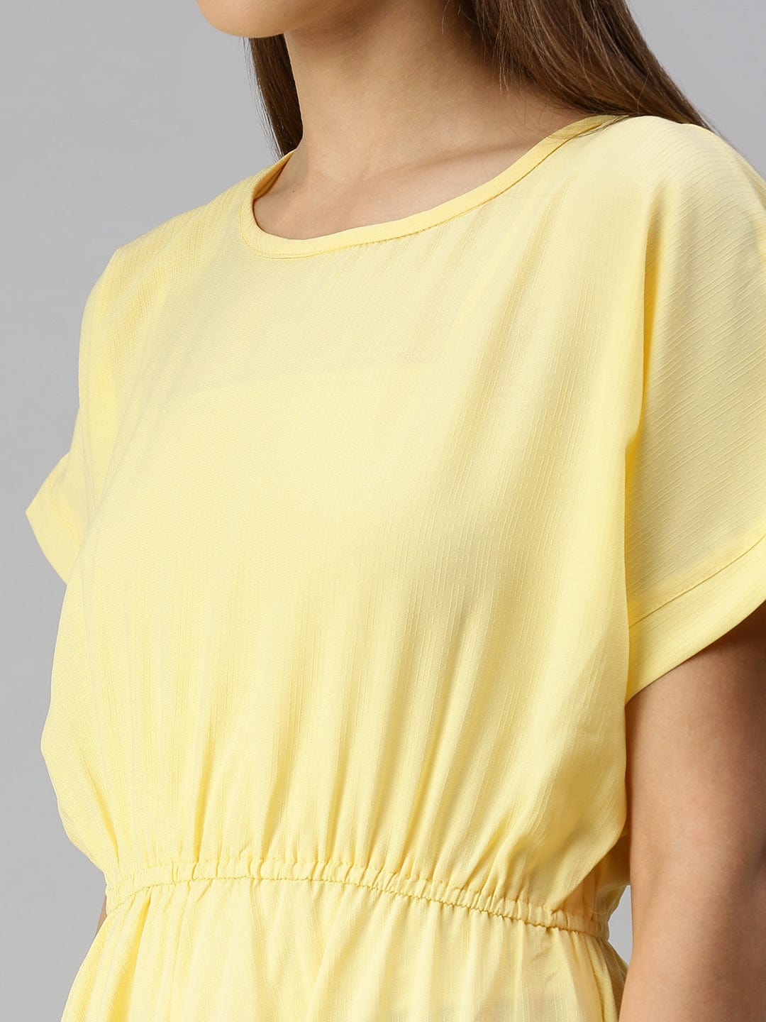 Women's Solid A-Line Yellow Dress