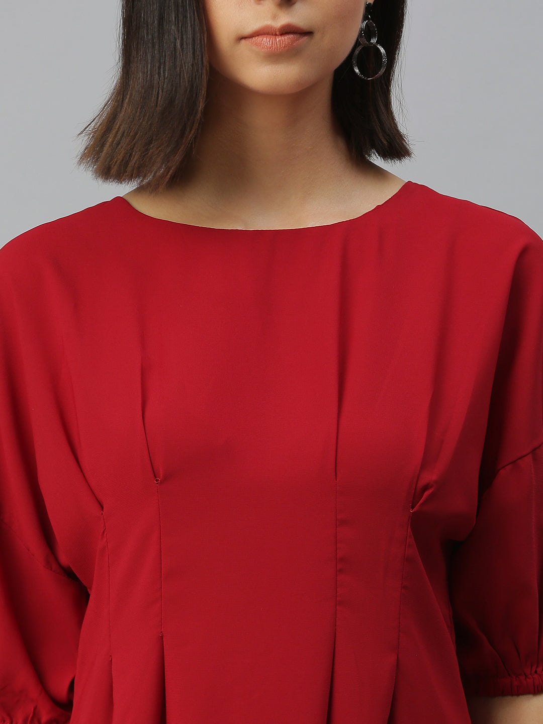 Women's Solid A-Line Red Dress