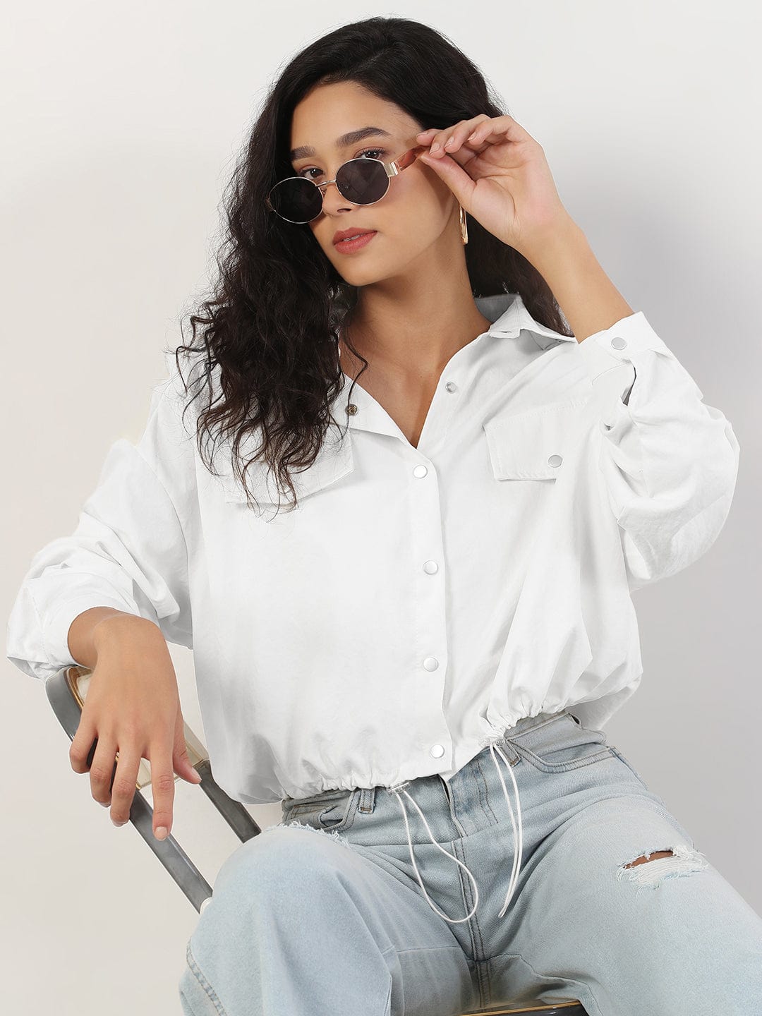 Women's Spread Collar White Tailored Jacket