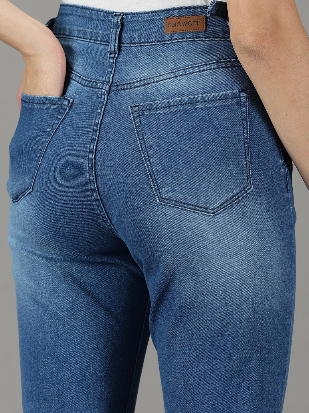 Women's Blue High-Rise Light Fade Stretchable Jeans