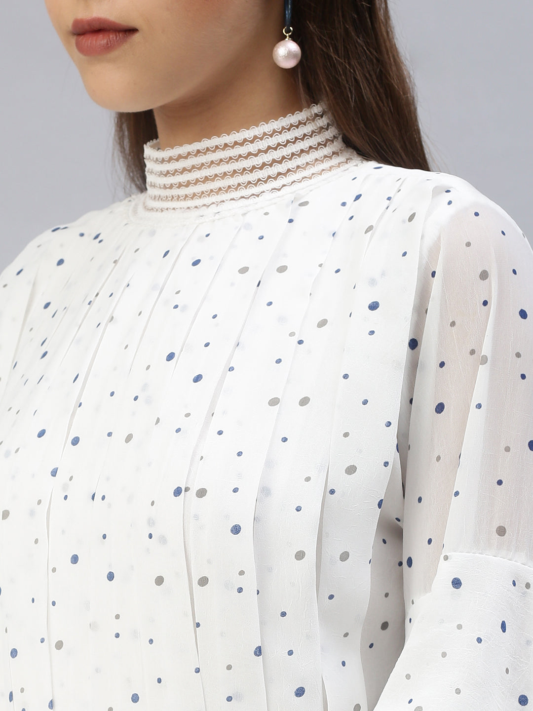 Women's Printed Casual Fit and Flare White Dress