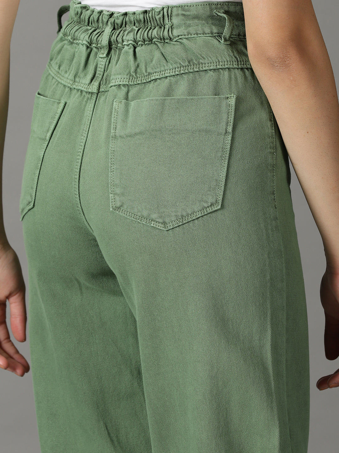 Women's Green Straight Fit High-Rise Cotton Jeans