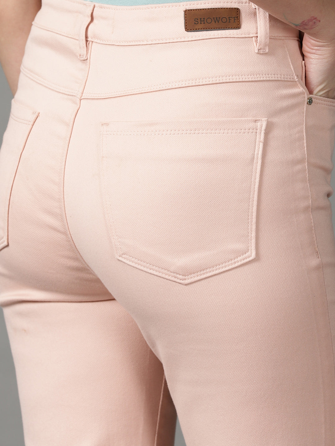 Women's Peach Bootcut High-Rise Stretchable Cotton Jeans