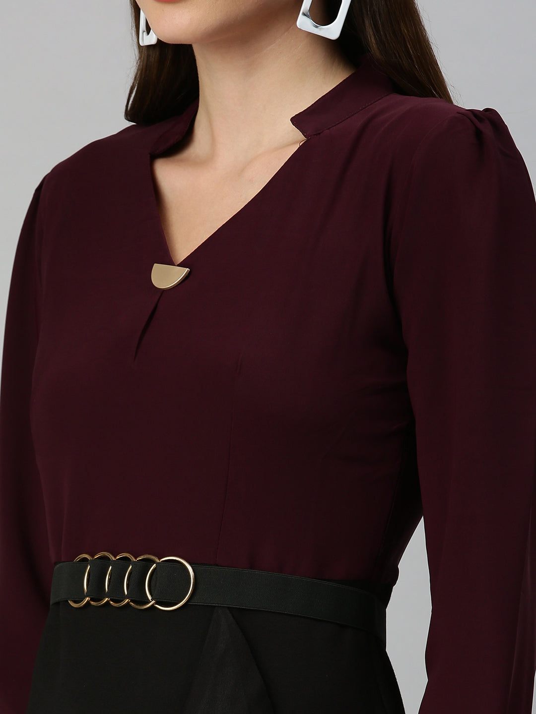 Women's V-Neck Solid Bodycon Violet Dress