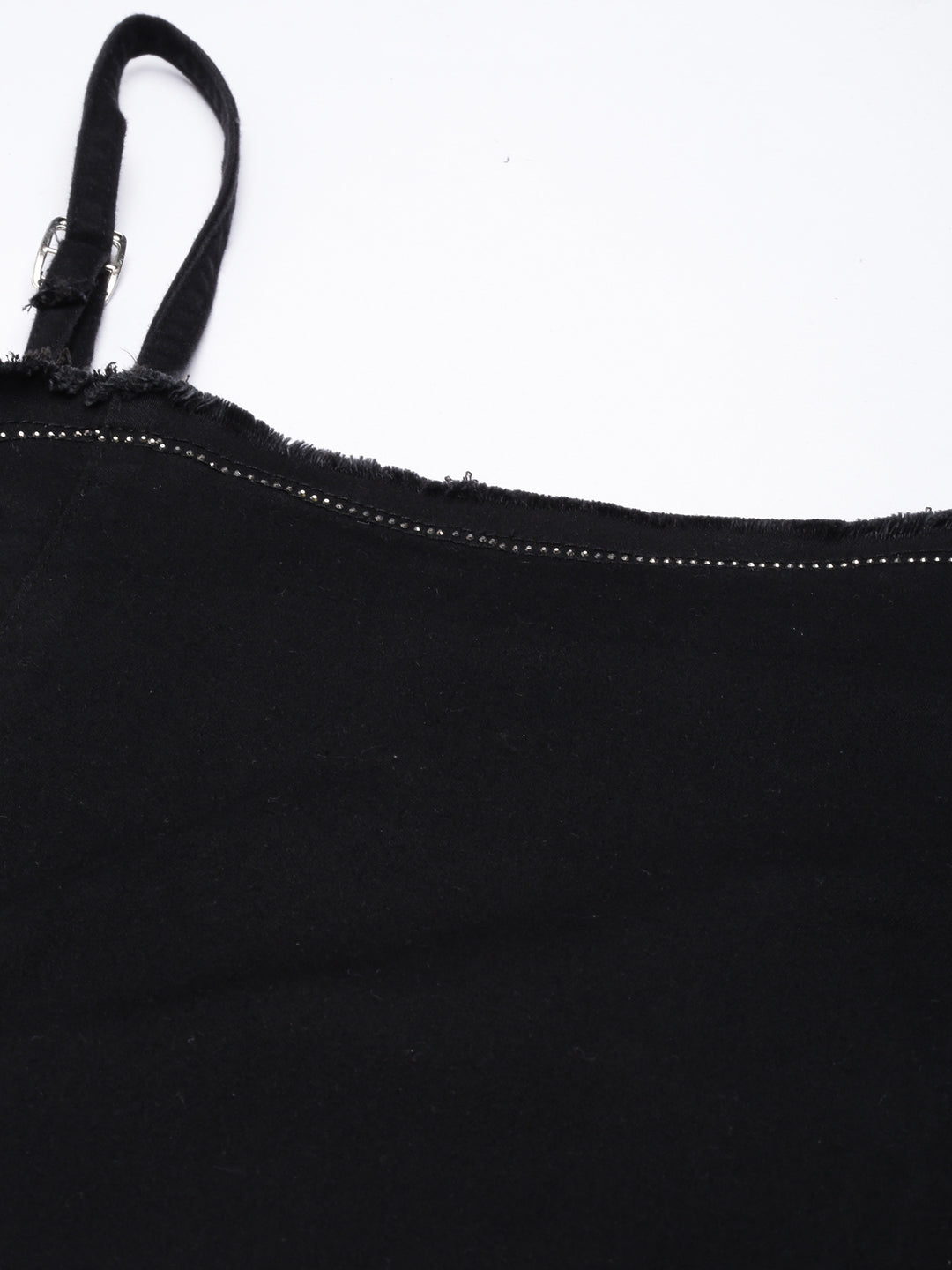 Women's Black Shoulder Straps Bodycon Cotton Midi Casual Dress