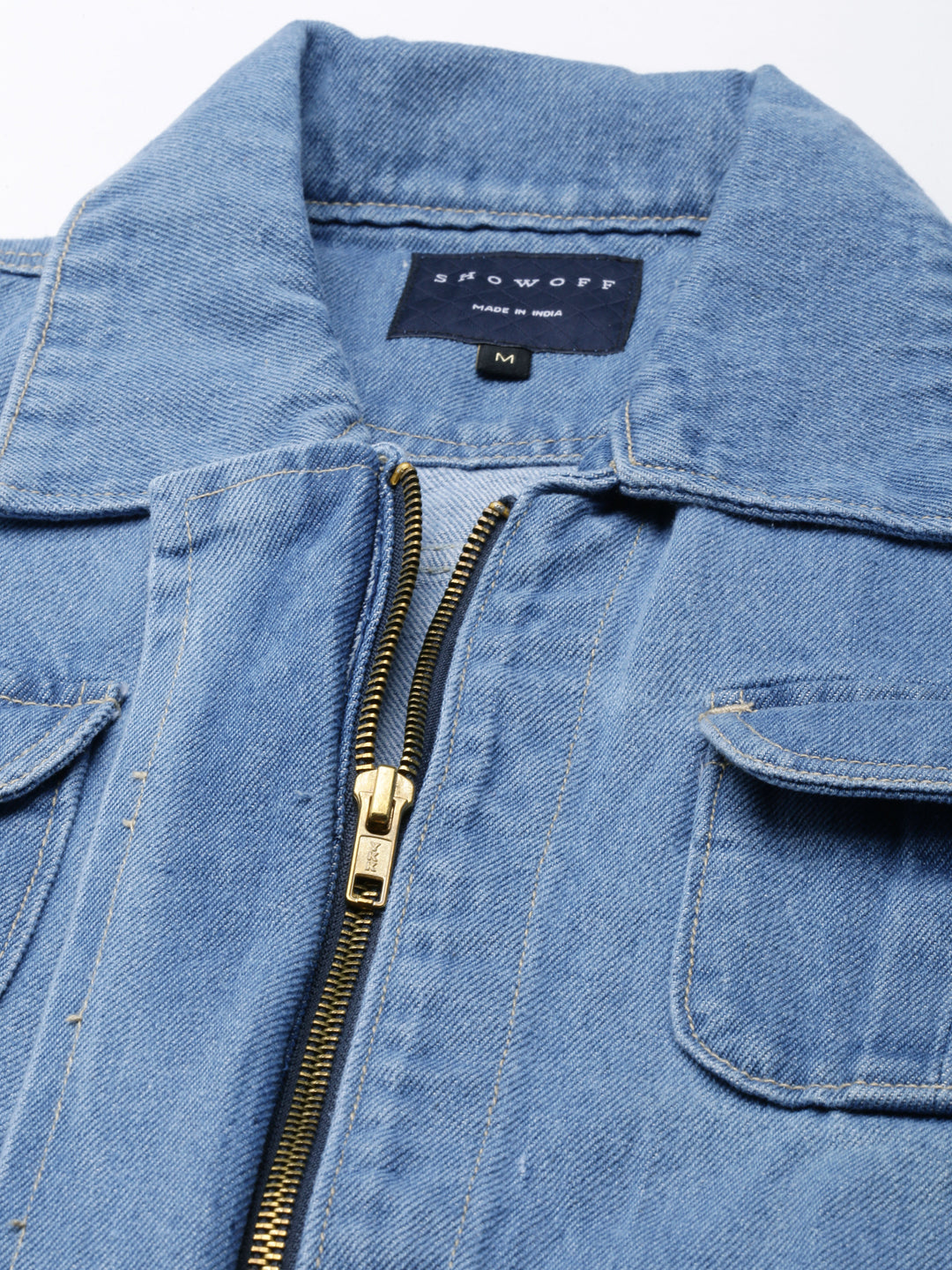 Women's Blue Spread Collar Denim Jacket