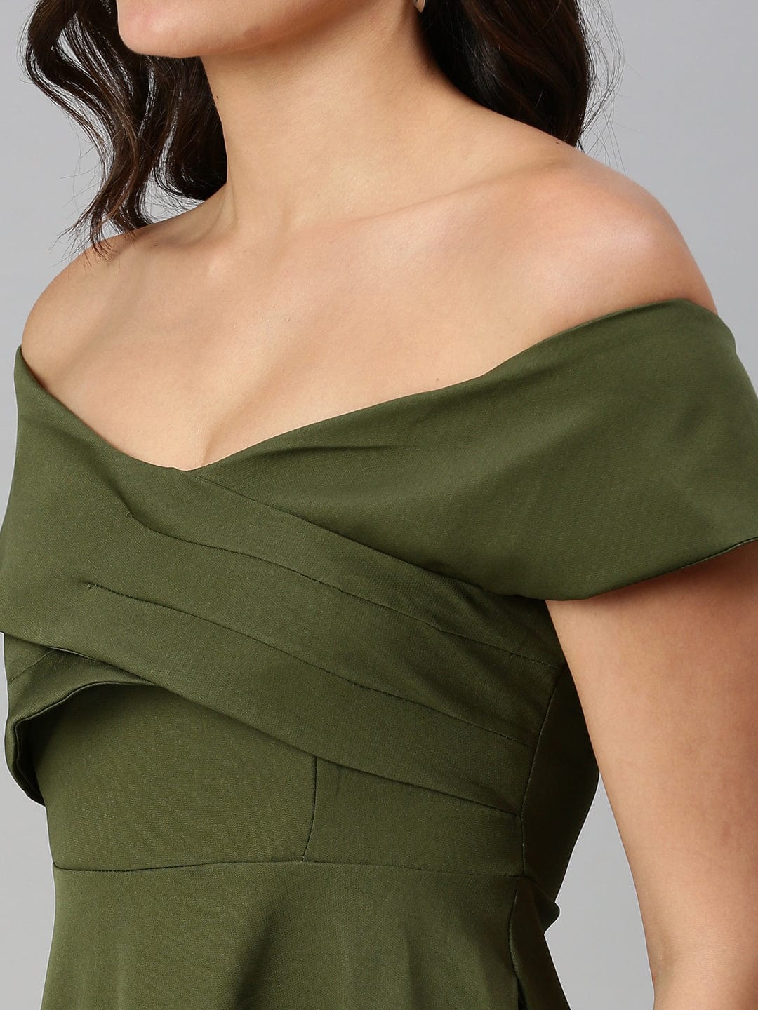 Women's Olive Fit and Flare Dress
