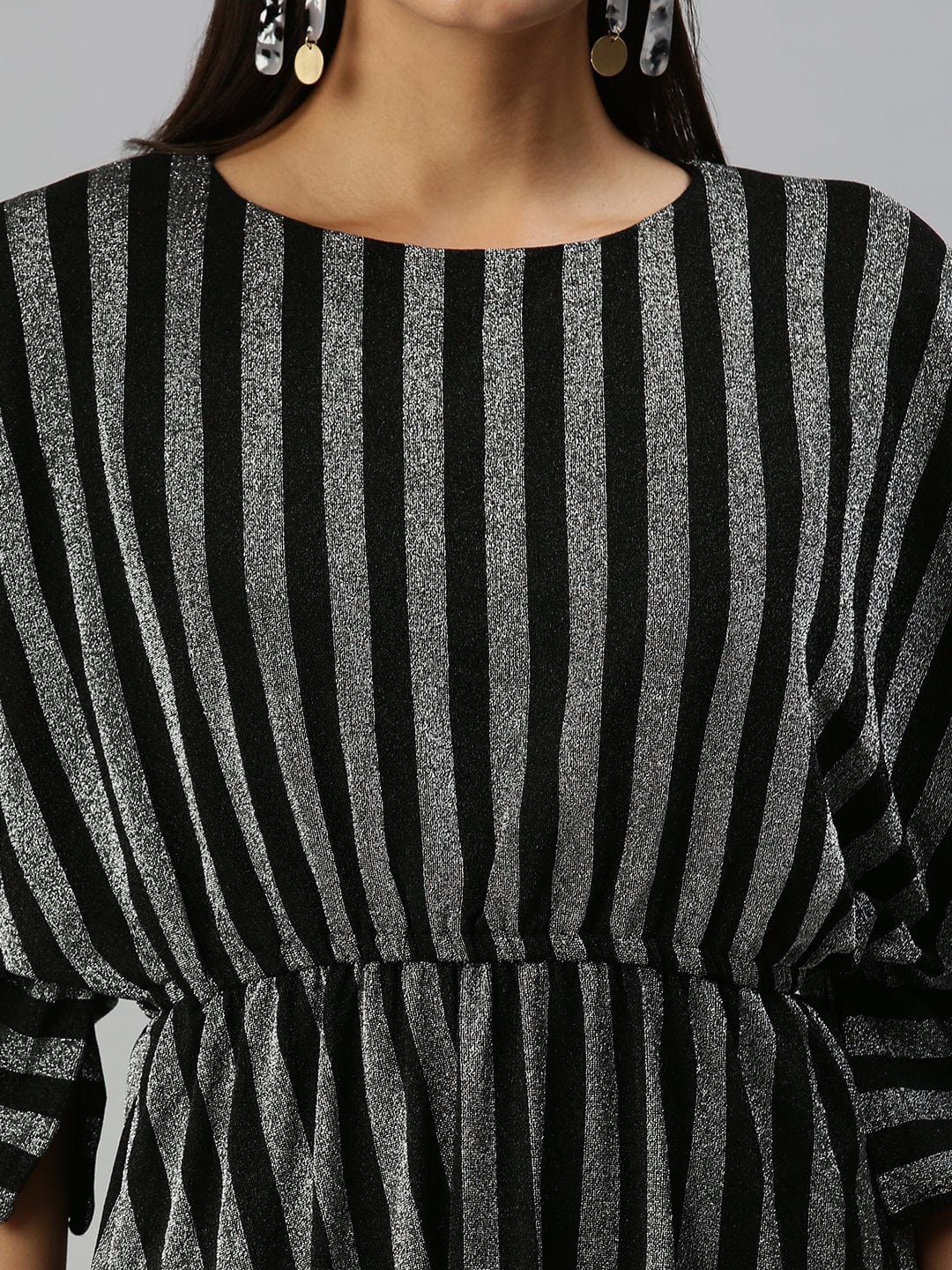 Women's Striped Kaftan Silver Dress