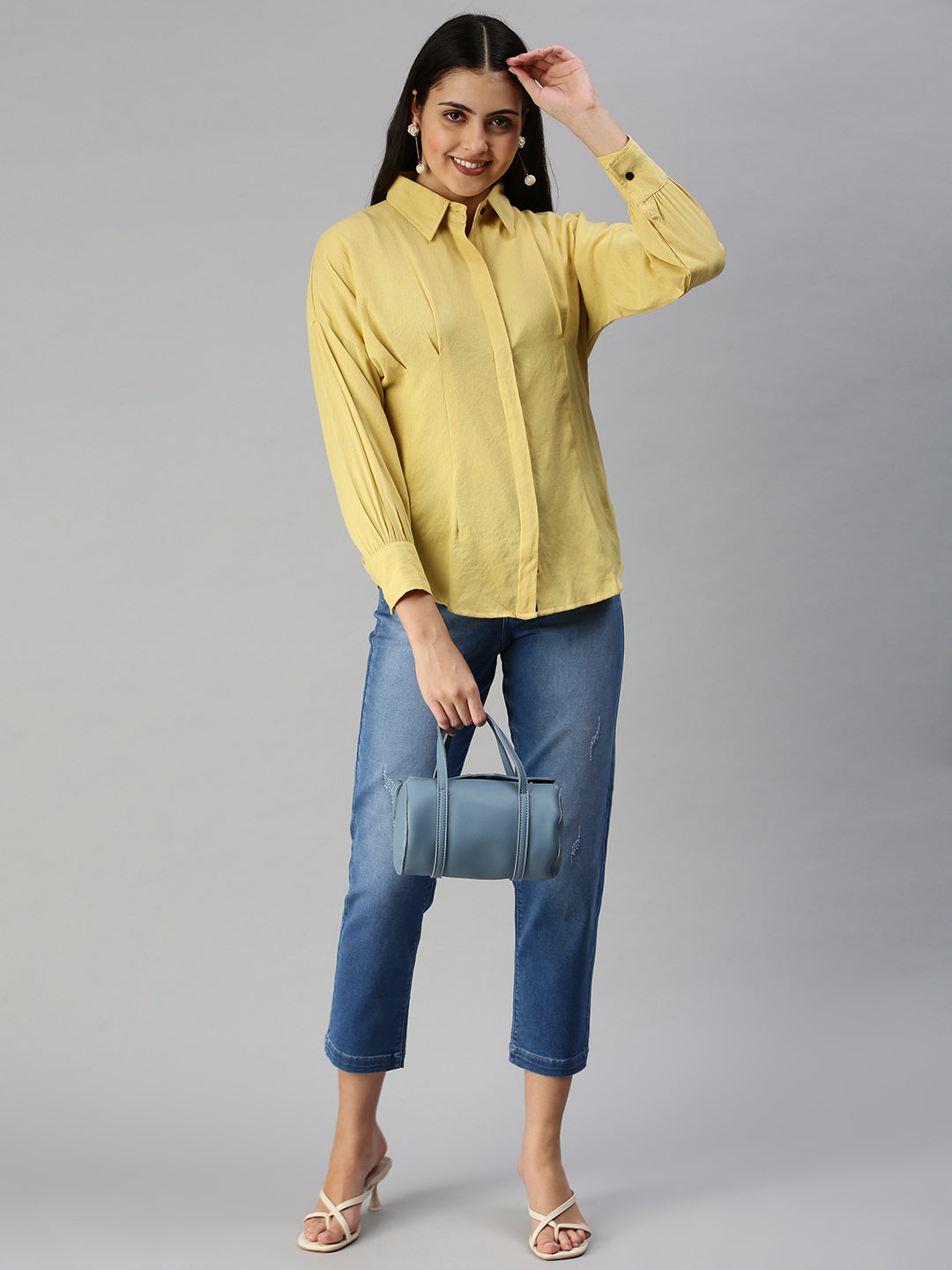Women's Yellow Comfort Slim Fit Casual Shirt