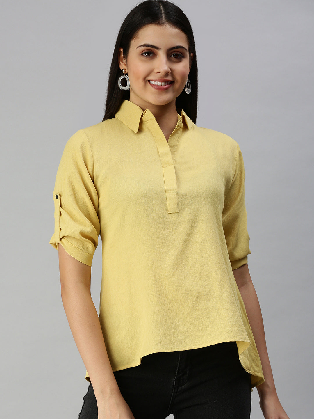Women's Yellow Comfort Slim Fit Casual Shirt