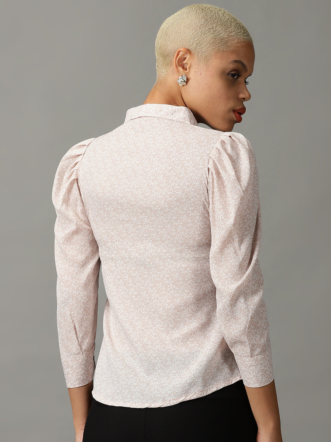 Women's Beige Floral Printed Georgette Casual Shirt