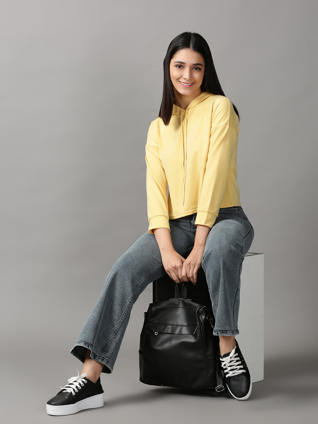 Women's Yellow Hooded Top