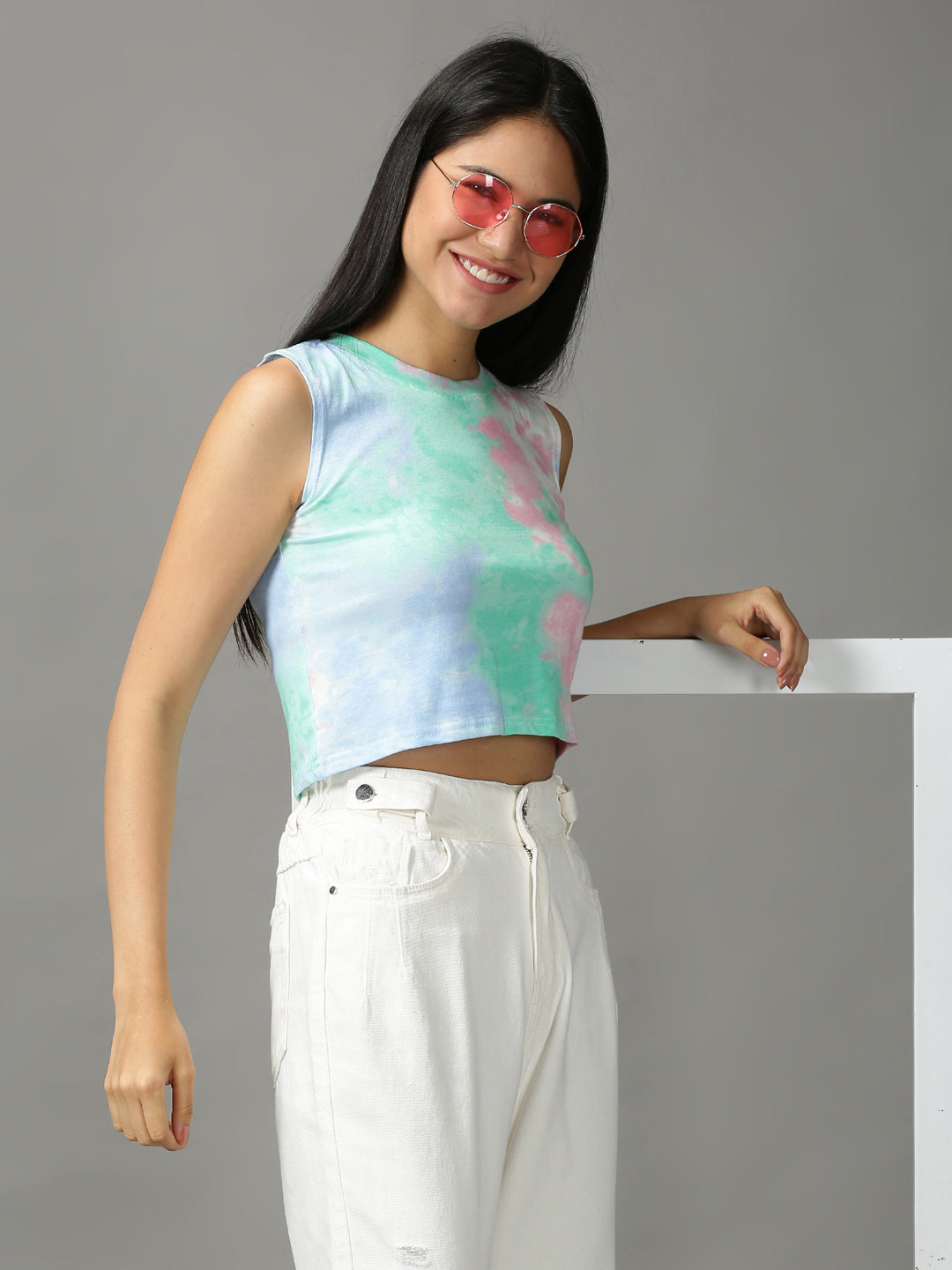 Women's Multi Tie and Dyed Crop Top