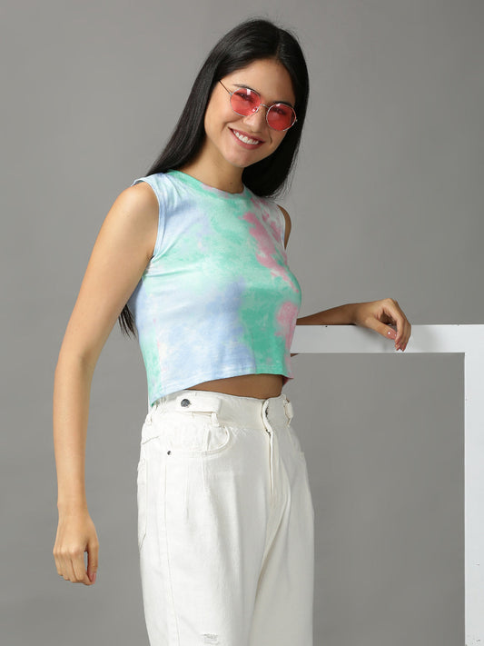 Women's Multi Tie and Dyed Crop Top