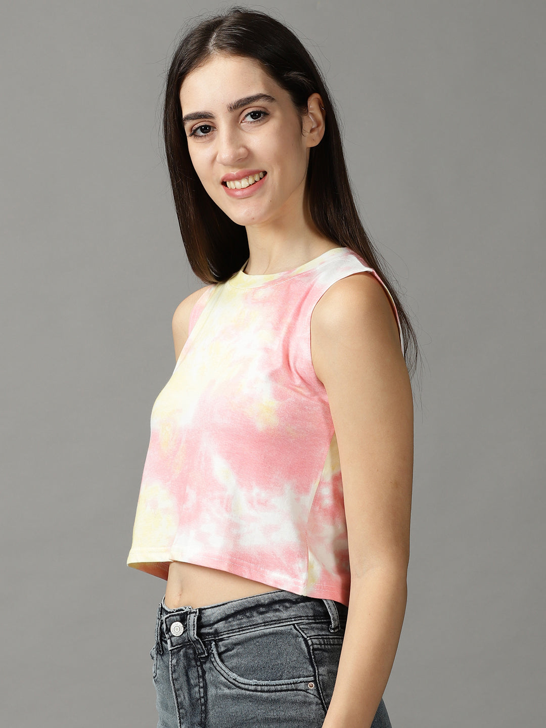 Women's Multi Tie and Dye Print Crop Top