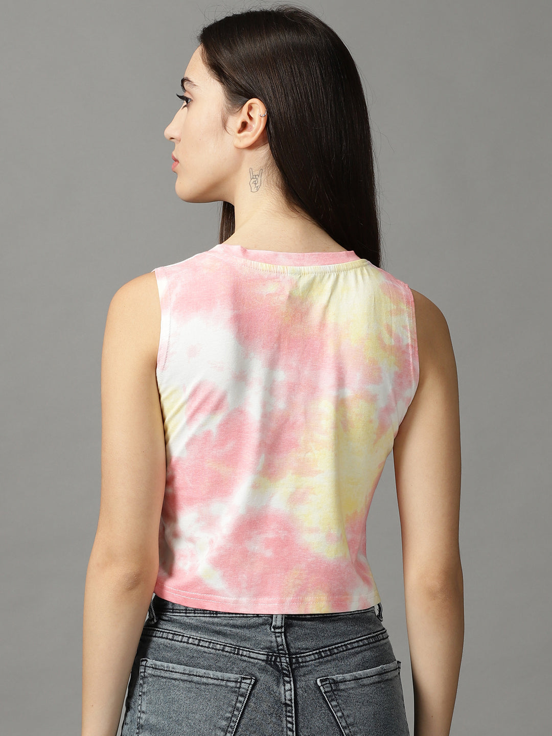 Women's Multi Tie and Dye Print Crop Top