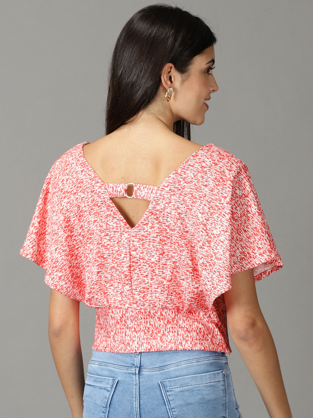 Women's Red Floral Print Crop Top