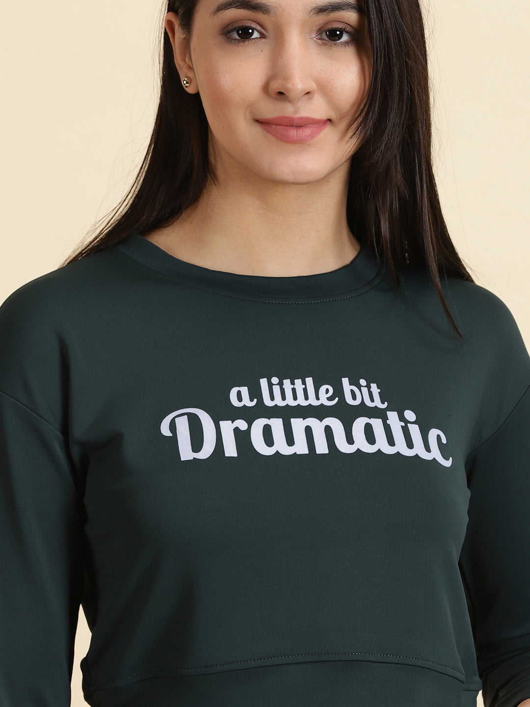 Women's Green Typography Print Crop Top