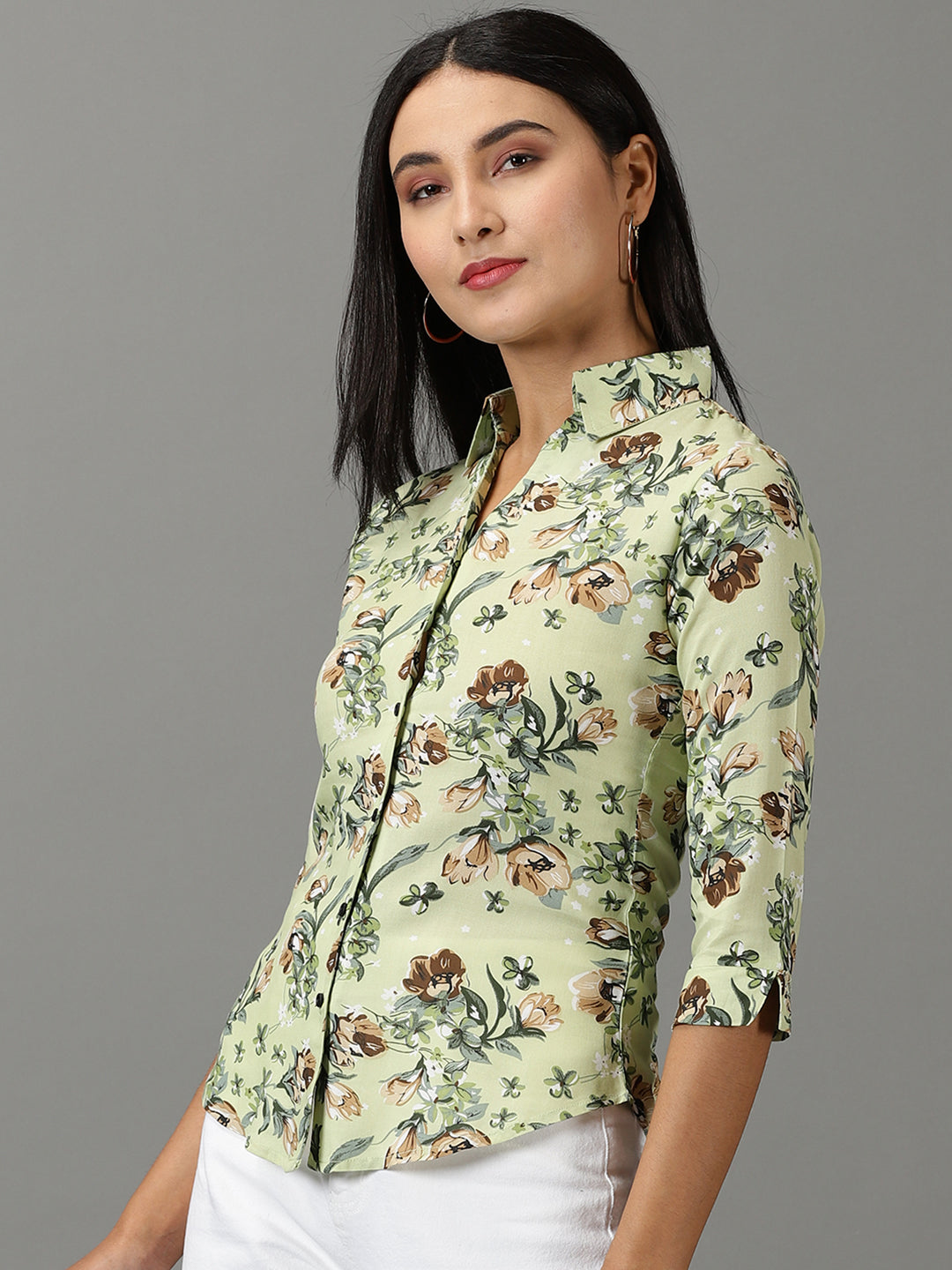 Women's Green Printed Shirt