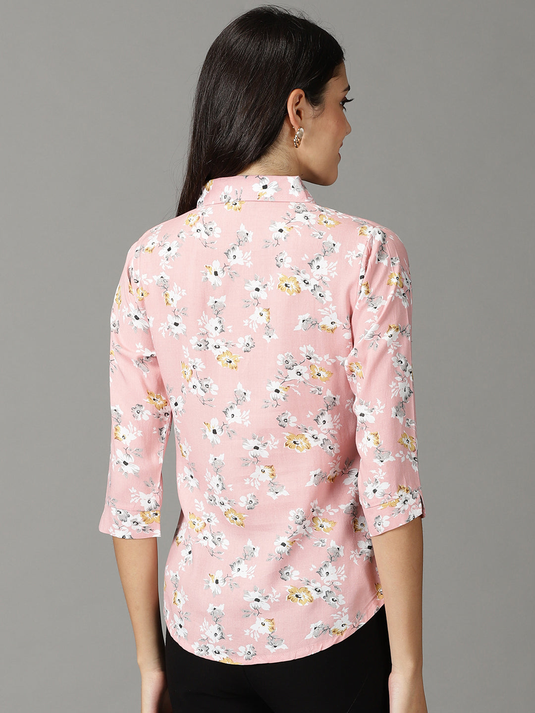 Women's Pink Floral Printed Casual Shirt