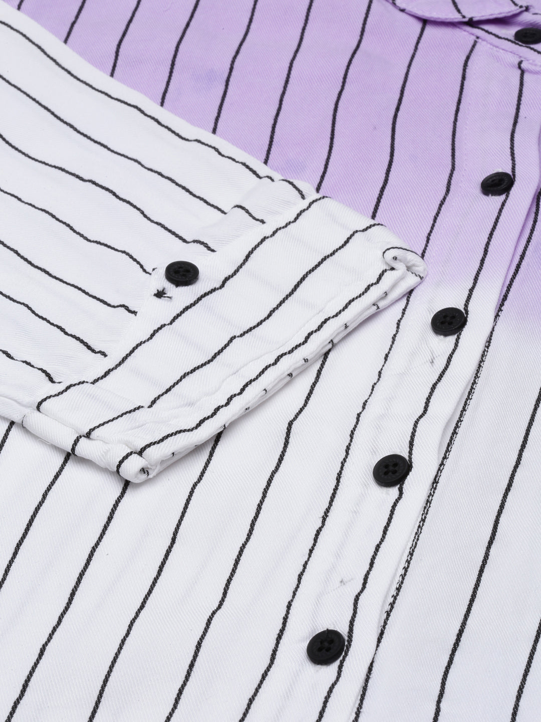 Women's Lavender Slim Fit Striped Cotton Casual Shirt