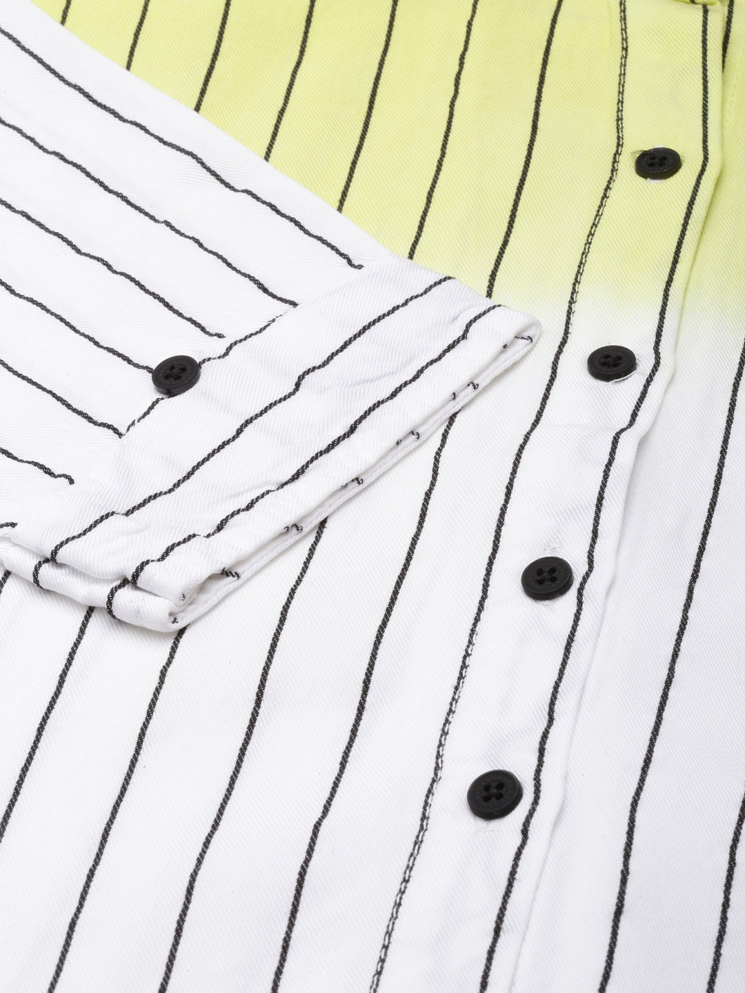 Women's Yellow Vertical Striped Cotton Casual Shirt