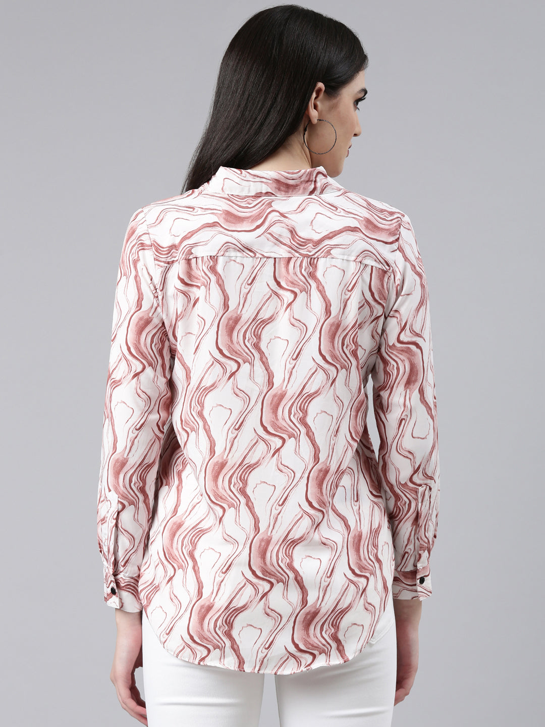 Women's Mauve Classic Printed Casual Shirt