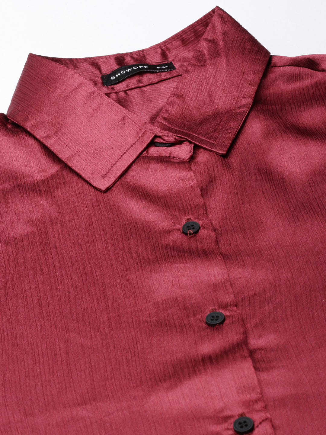 Women's Maroon Slim Fit Crepe Casual Shirt