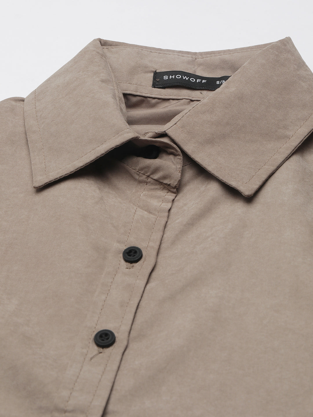 Women's Beige Standard Boxy Cotton Casual Shirt