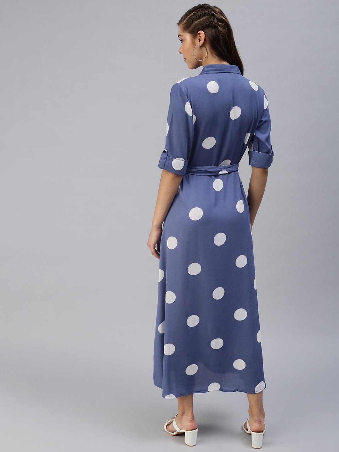 Women's Printed Fit and Flare Blue Dress