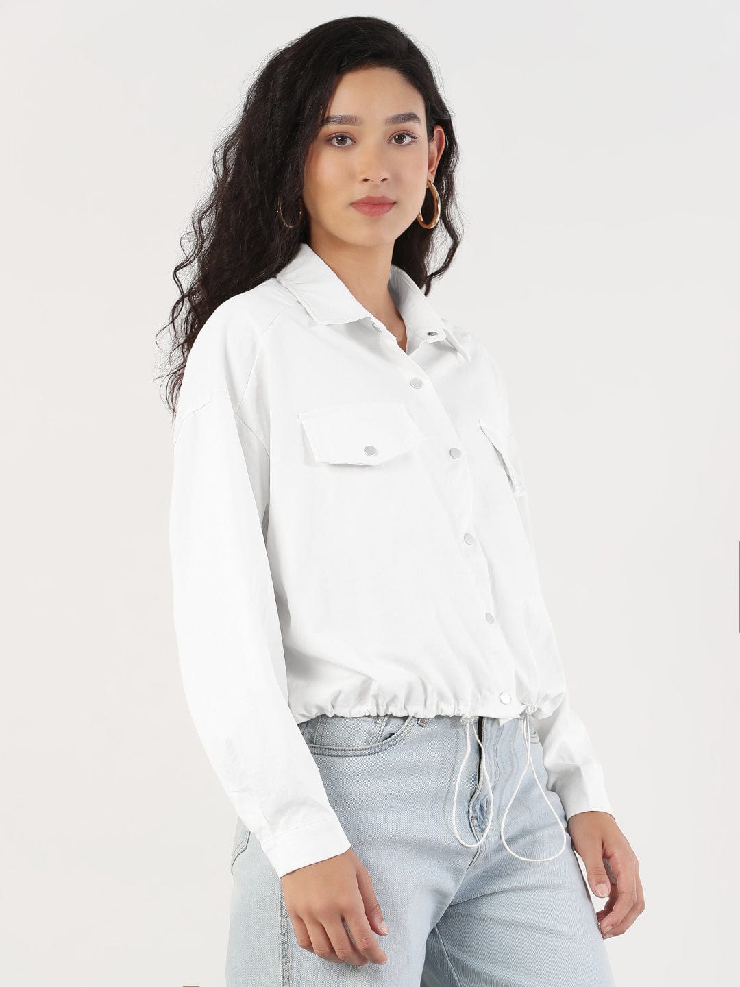 Women's Spread Collar White Tailored Jacket