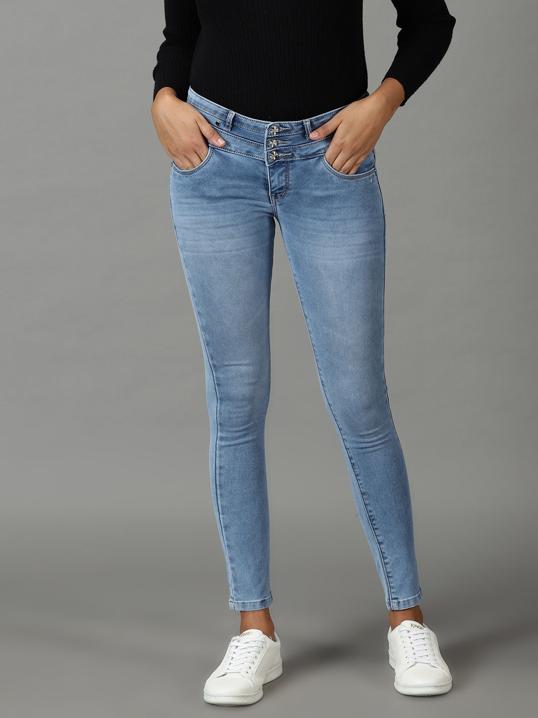Women's Blue Skinny Fit Light Fade Stretchable Jeans