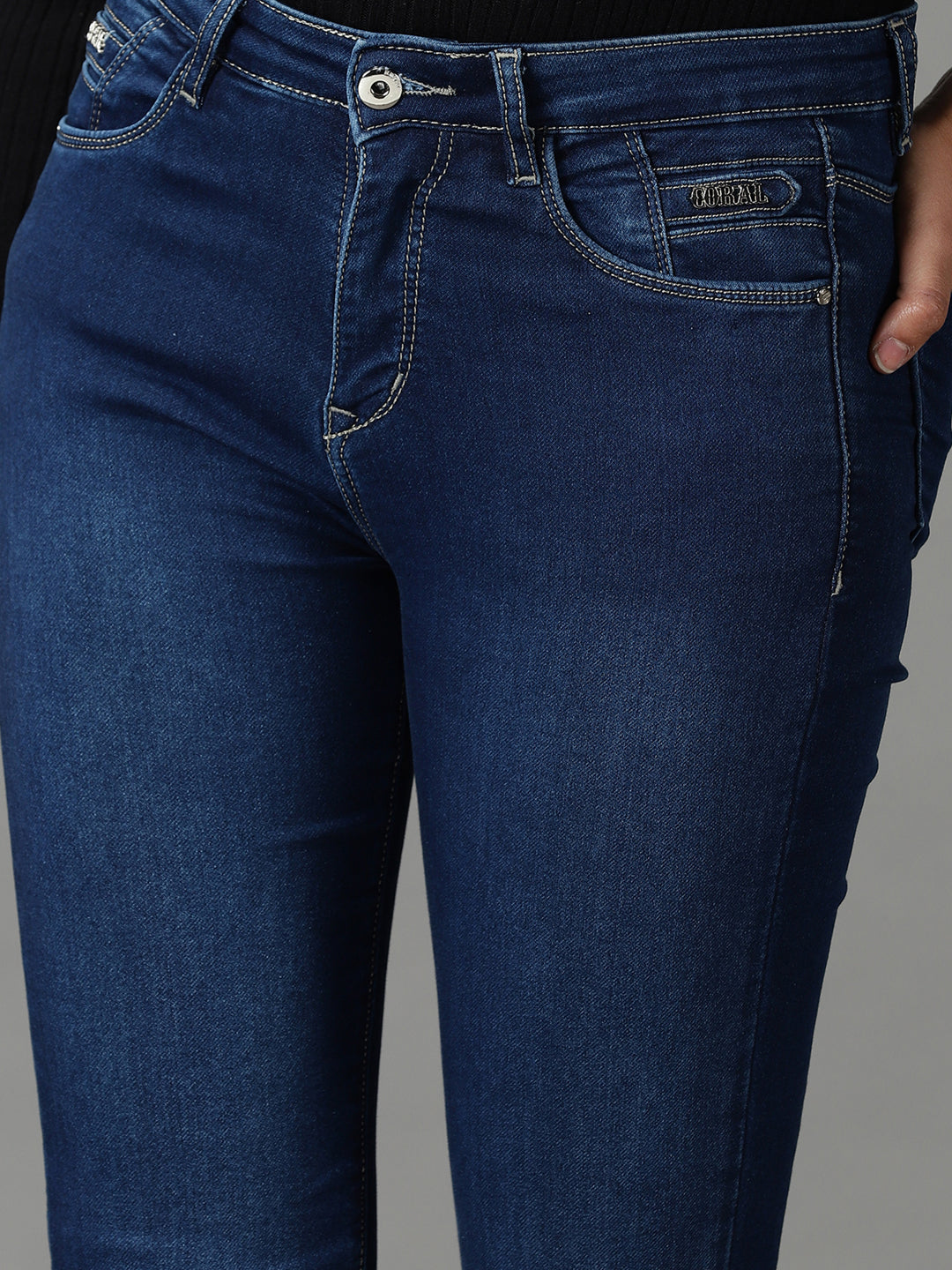 Women's Navy Blue Slim Fit High-Rise Stretchable Jeans