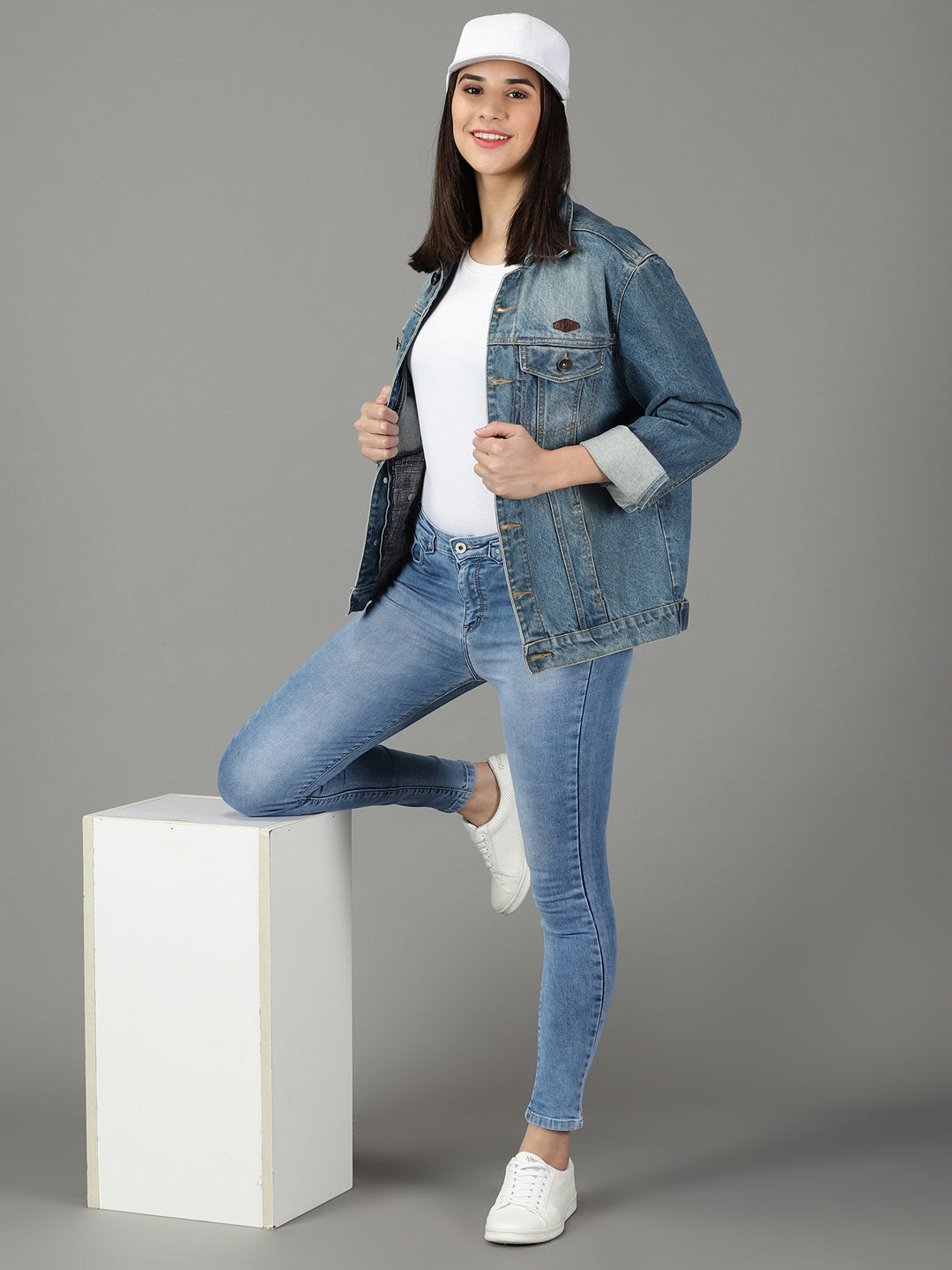 Women's Blue Skinny Fit High-Rise Heavy Fade Stretchable Cotton Jeans