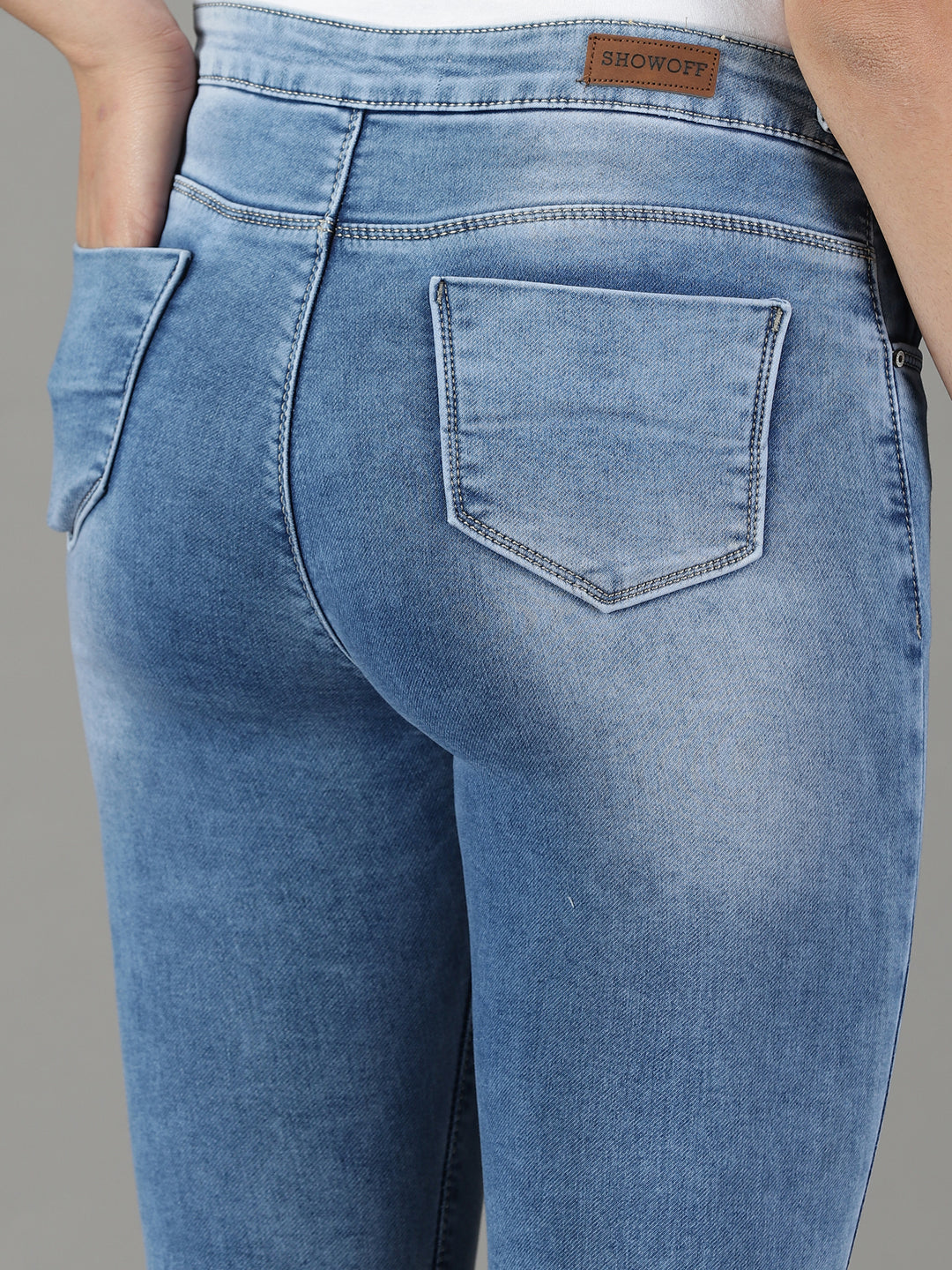 Women's Blue Skinny Fit High-Rise Heavy Fade Stretchable Cotton Jeans