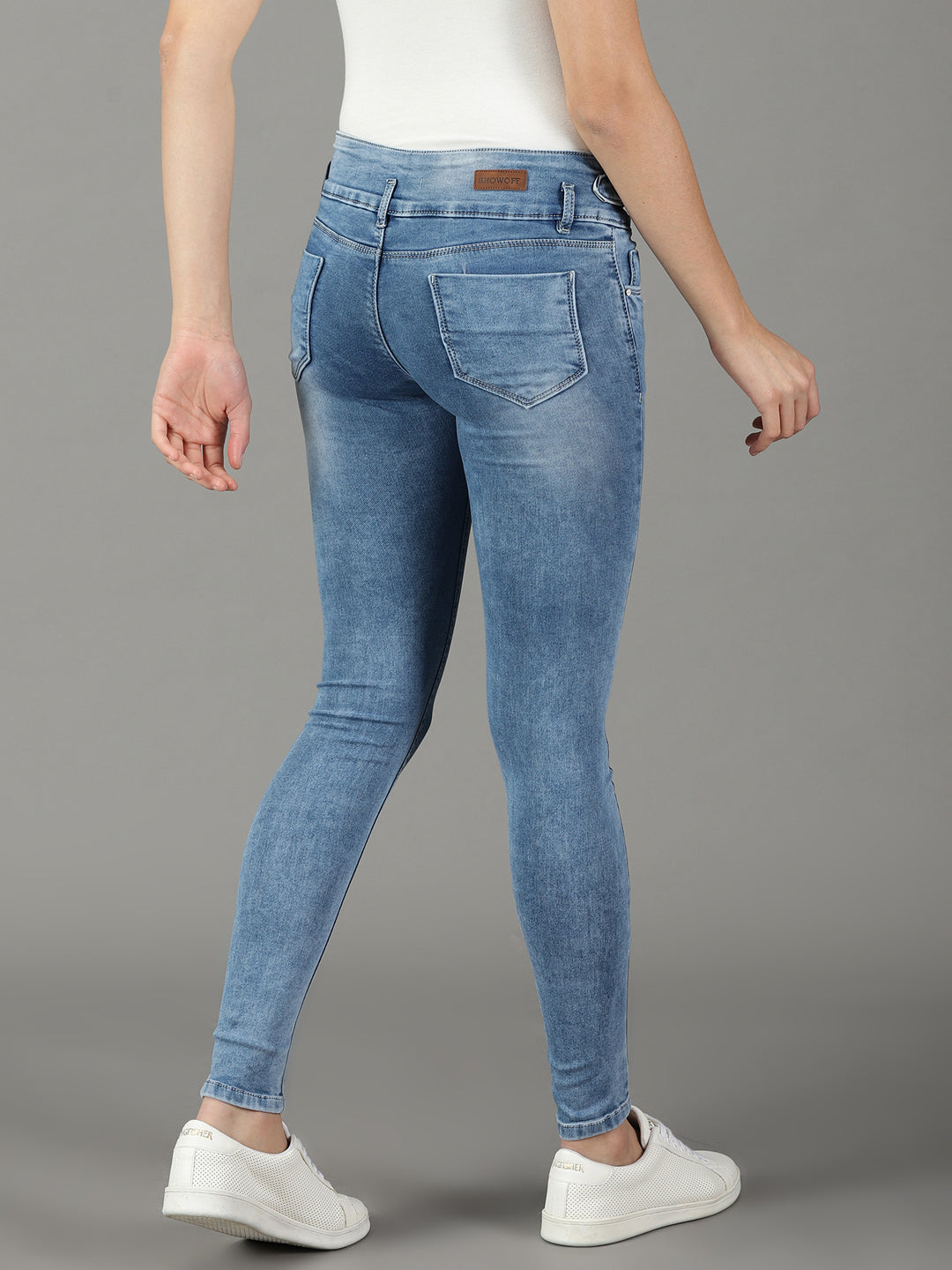 Women's Blue Slim Fit High-Rise Heavy Fade Stretchable Jeans