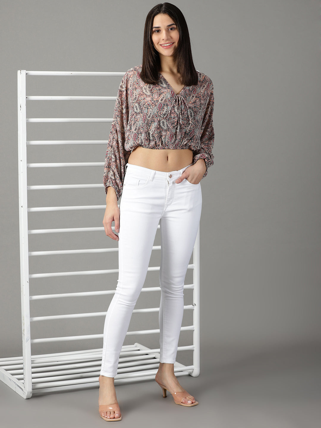 Women's White High-Rise Stretchable Jeans