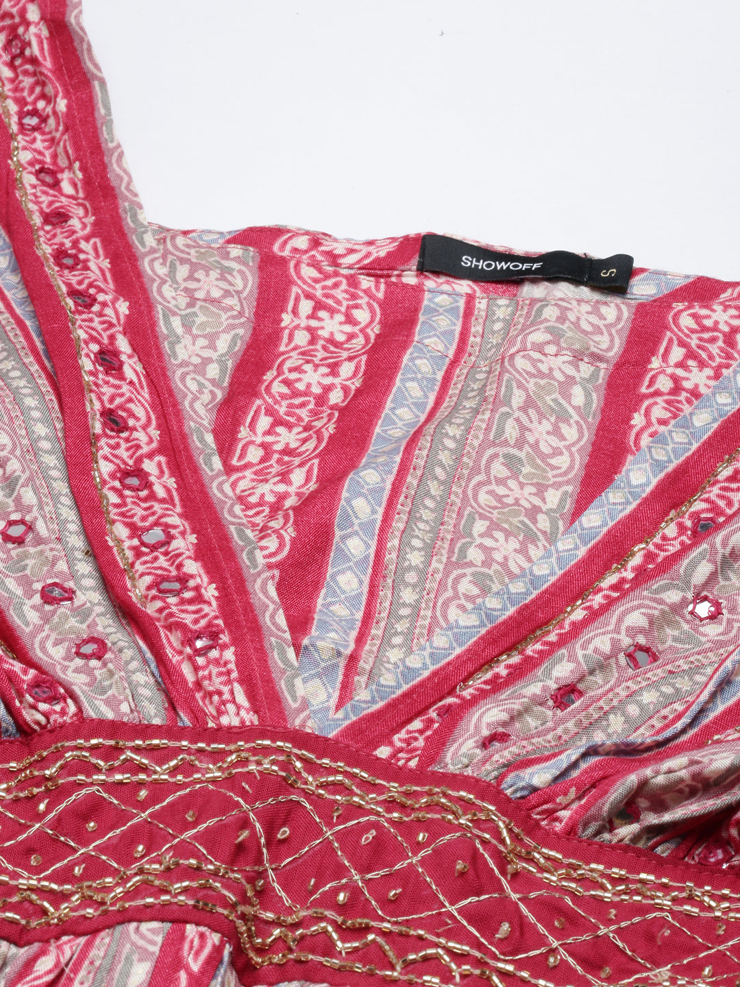 Women's Pink Floral Print Fit & Flare Cotton Maxi Dress